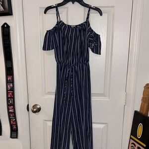Lily Bleu Navy and White Striped Jumpsuit size 10/12